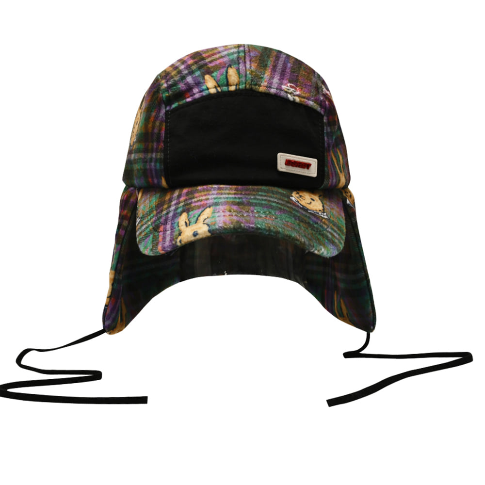 비에스래빗 2223 BSRABBIT BR PAT EARFLAP HAT GREEN CHECK 모자 이어플랩 햇 스냅백 볼캡